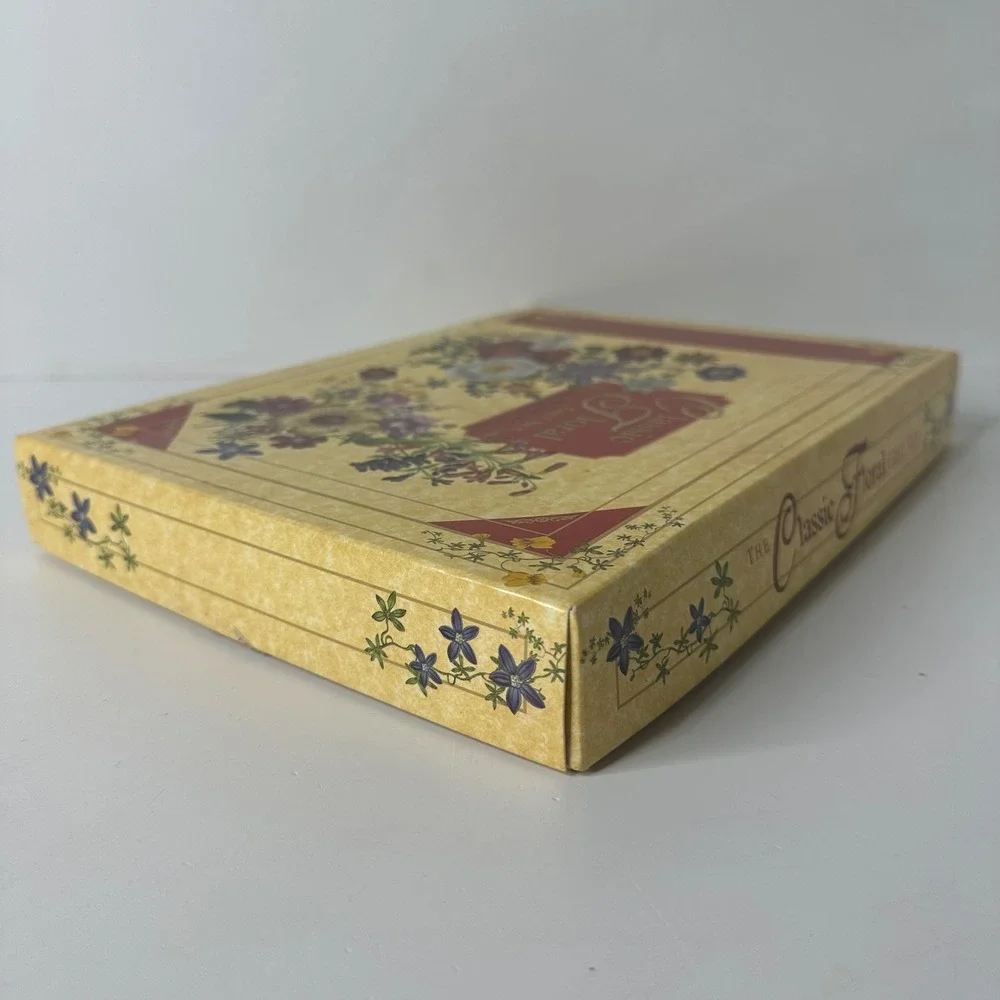 Vtg Classic Floral Gift Set Photo Album & 6 Cardstock Frames Envelopes Cottage